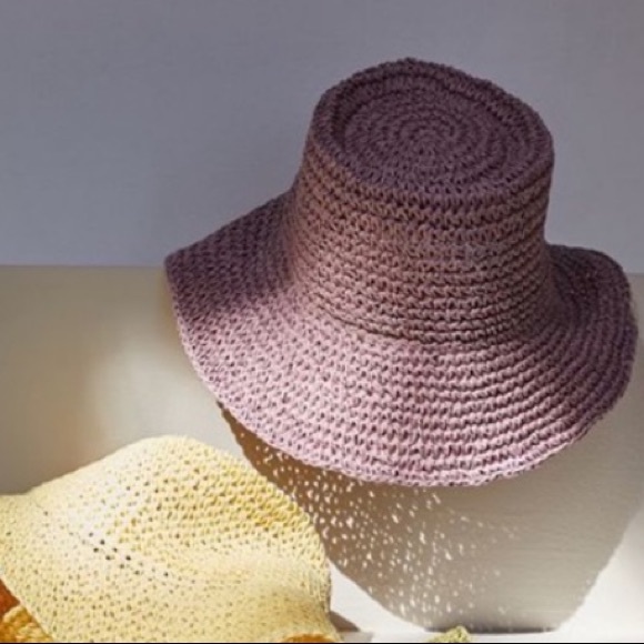 Urban Outfitters Accessories - Urban Outfitters Purple Straw Bucket Hat